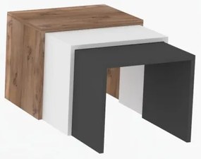 SADA 3x Odkladací stolík GUL hnedá/biela/šedá