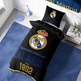 Carbotex Bavlnené obliečky 140x200 + 70x90 cm - Real Madrid Royal Black
