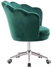LuxuryForm DESIGN Kreslo FREY VELUR na striebornej podstave s kolieskami - zelené