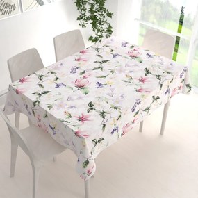 Biante Bavlnený obdĺžnikový obrus Sandra SA-287 Mix kvetov na bielom 50x100 cm