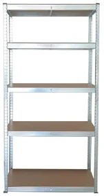 Stabil S, bezskrutkový kovový regál s HDF policou, 180x90x40 cm, 5 políc, 175kg na policu, zinok