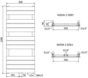 Mexen Ceres, elektrické vykurovacie teleso 1200 x 500 mm, 600 W, chrómová, W111-1200-500-2600-01