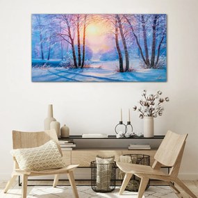 Skleneny obraz Zimný les slnko príroda