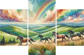 Obraz – Kone cválajúce krajinou (90x60 cm)