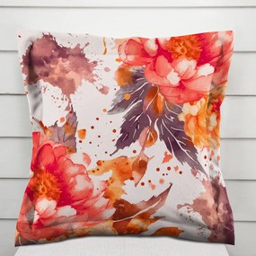 Biante Bavlnená obliečka na vankúš s lemom Sandra SA-600 Veľké červeno-ružovo-oranžové kvety pivonky na bielom 40 x 60 cm