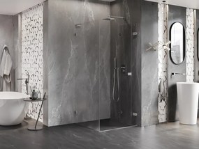 Mexen Lunar-F L, 1-krídlový sprchový kút so skladacími dverami, pravý, 90 x 90 cm, 8mm číre sklo, brúsená oceľ profil, 836L-090-090-97-00-P