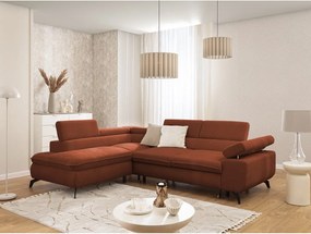 Ženilková rohová pohovka v terakotovej farbe (ľavý roh/do L) Marbeya – Ropez