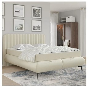 Čalúnená posteľ s matracmi a úložným priestorom ALEXA 160x200 cm béžová