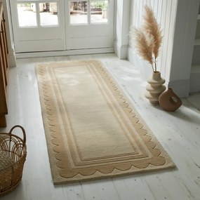Ručne tkaný vlnený behúň v prírodnej farbe 80x230 cm Lois Scallop – Flair Rugs