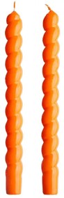 Butlers TWISTED Sada lesklých sviečok 2 ks 25,5 cm - oranžová