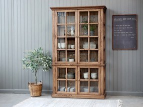 Prírodný antik drevená skriňa / vitrína s policami Frances - 120*40*196cm