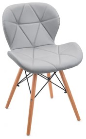 Jedálenská kožená stolička svetlo sivá