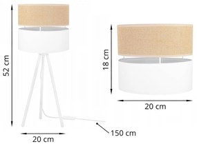 Stolová lampa JUTA, 1x jutové/biele textilné tienidlo, M, W