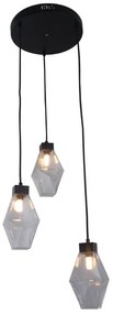 Závesný stropný luster CRYSTAL TRIO, čierny kov
