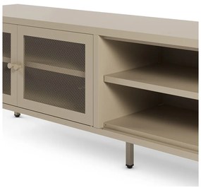 Krémovobiely kovový TV stolík 160x50x35 cm Fayna – Marckeric