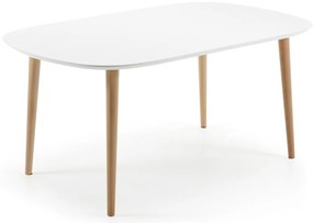 Biely rozkladací jedálenský stôl s bielou doskou 100x160 cm Oqui – Kave Home