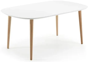 Biely rozkladací jedálenský stôl s bielou doskou 100x160 cm Oqui – Kave Home