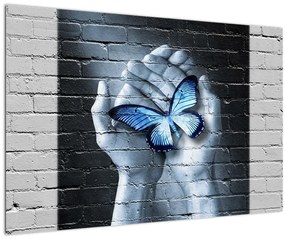 Obraz - Motýľ na stene (90x60 cm)