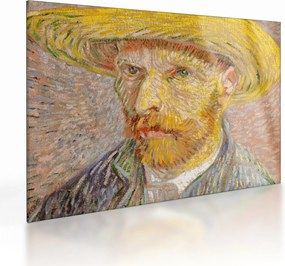 Sklenený obraz - Vincent van Gogh, Self-Portrait with a Straw Hat (The Potato Peeler), reprodukcia (70x50 cm)