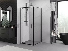 Mexen Exo, výklopná sprchová kabína, dvere 110 cm + bočná stena 110 cm, transparentné sklo, čierna, 8182-110-110-70-00