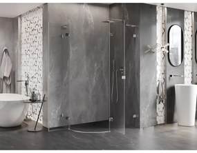 Mexen Lunar, L pravý polkruhový sprchový kút 90 x 70 cm, 8mm číre sklo, chrómový profil, 833L-090P-070L-01-00