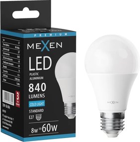 Mexen Nova, LED žiarovka E27, A60, 8W, studená - 4000K, 840 lm - L100-E27-0865-01