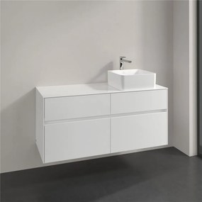 VILLEROY &amp; BOCH Collaro závesná skrinka pod umývadlo na dosku (umývadlo vpravo), 4 zásuvky, 1200 x 500 x 548 mm, Glossy White, C04300DH