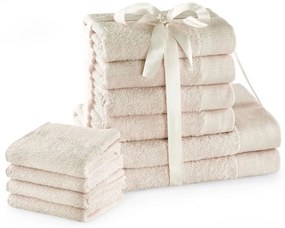Krémovobiele froté bavlnené uteráky a osušky v súprave 10 ks Amari – Restilo