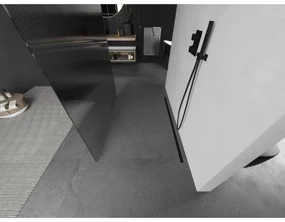 Mexen Kioto, sprchová zástena Walk-In 100 x 200 cm, 8mm sklo s rebrovým vzorom, grafitový profil, 800-100-002-66-09
