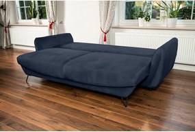 Modrá ženilková rozkladacia/s úložným priestorom pohovka 236 cm Silva – ELTAP