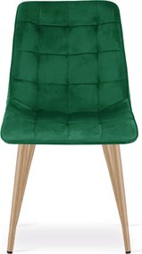 Set dvoch jedálenských stoličiek SPLIT zamatové zelené / hnedé nohy (2 ks)