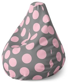 Sablio Sedací vak Pear Veľké ružové bodky - 140 x 100 x 25 cm