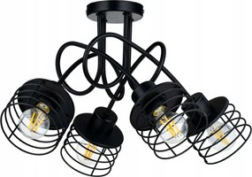 Závesná lampa na strop LOFT 4x čierna pružina