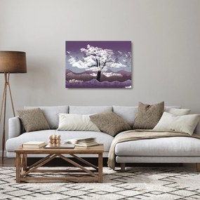 Sklenený obraz - Strom v oblakoch (70x50 cm)