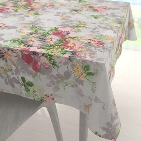Biante Bavlnený štvorcový obrus Sandra SA-704 Maľované ružovo-červené kvety na sivom 130x130 cm