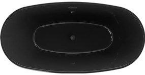 Mexen Eris, voľne stojaca vaňa 170 x 80 cm, čierna,  čierny prepad, 53441708070-70