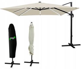 Záhradný slnečník s ochranným obalom a LED osvetlením ROMA 300 x 400 cm béžový