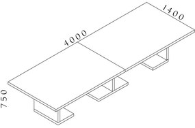 Konferenčný stôl Lineart 400 x 140 cm, brest svetlý