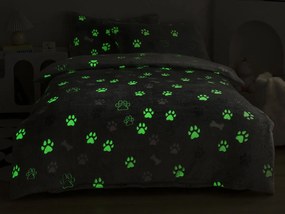 XPOSE® Mikroplyšové obliečky LABKY Exclusive (svietiaci efekt) - sivé