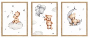 Detské obrázky v súprave 3 ks 30x40 cm Teddy Bear