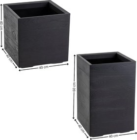 Sada 2 ks květináčů BETONIQUE 40x40/60x40 cm černá