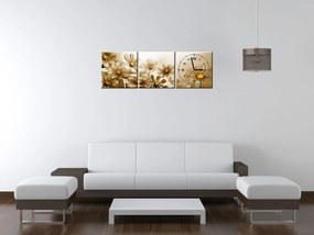 Gario Obraz s hodinami Kvetnatá krása - 3 dielny Rozmery: 80 x 40 cm