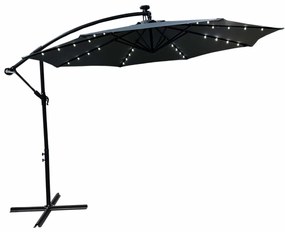 Záhradný slnečník MILIN s LED osvetlením 300 cm tmavošedý