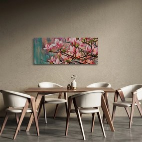 Obraz - Olejomaľba, Rozkvitnutá sakura (120x50 cm)