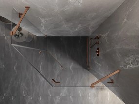Mexen Lunar, päťuholníkový sprchový kút s pravým sklonom 100 x 80 cm, 8mm číre sklo, profil medená matná, 831-100P-080L-65-00-P
