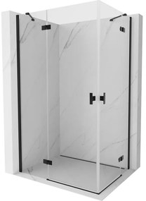 Mexen Mist-H Duo, 2-krídlový výklopný sprchový kút 120 x 95 cm, číre sklo, čierny profil, 8A5-120L-095P-70-00