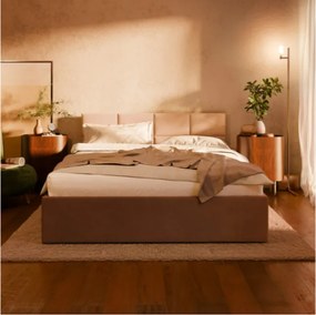 Manželská posteľ BORGO Velvet 160×200 cm svetlosivá