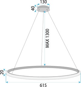 Toolight Toolight, LED stropné osvetlenie 60cm, 37W, 3000K, LHJ005-CP, zlatá matná, OSW-60002