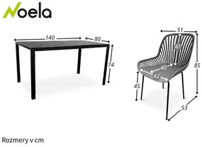 Noela Záhradný jedálenský set Viking L + 4x stolička GABY ružová