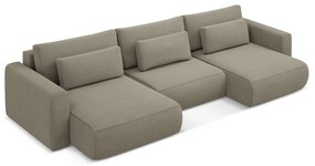 Svetlohnedá rozkladacia/s úložným priestorom rohová pohovka (do tvaru "U") Kapua – Makamii